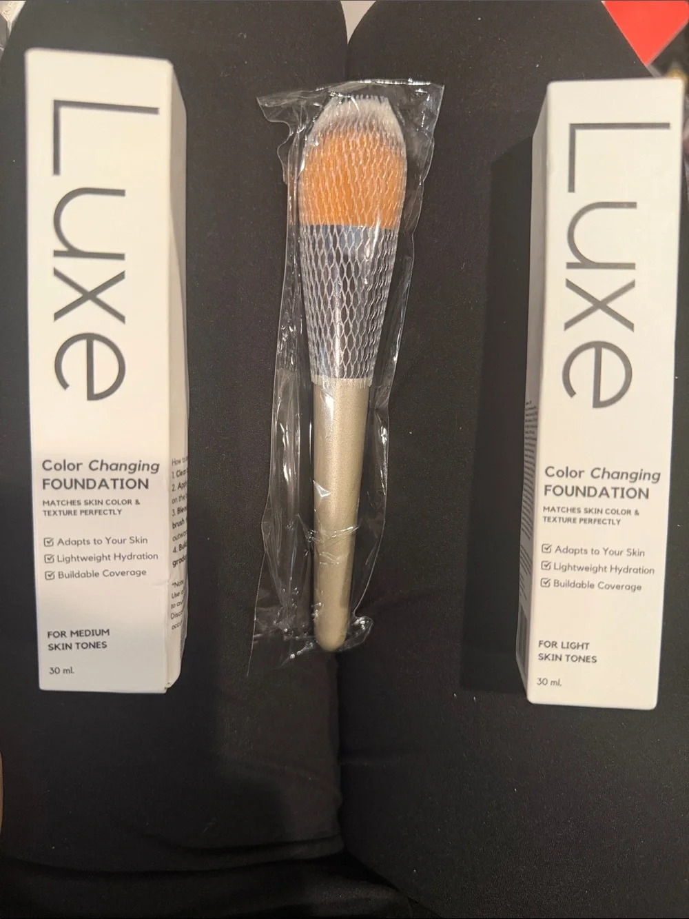 Luxe Color Changing Foundation 3 piece set - Light, Medium & the brush.
